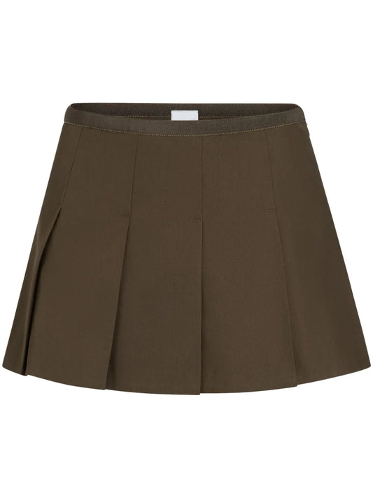 Pleated Gabardine Mini Skirt