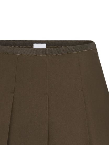 Pleated Gabardine Mini Skirt