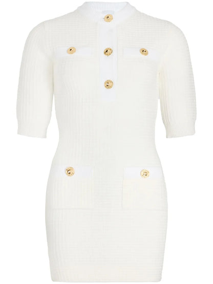 Waffle-Knit Cotton Mini Dress