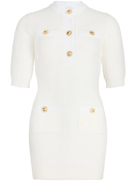 Waffle-Knit Cotton Mini Dress