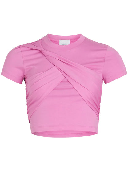 Draped Cropped Organic Cotton T-Shirt