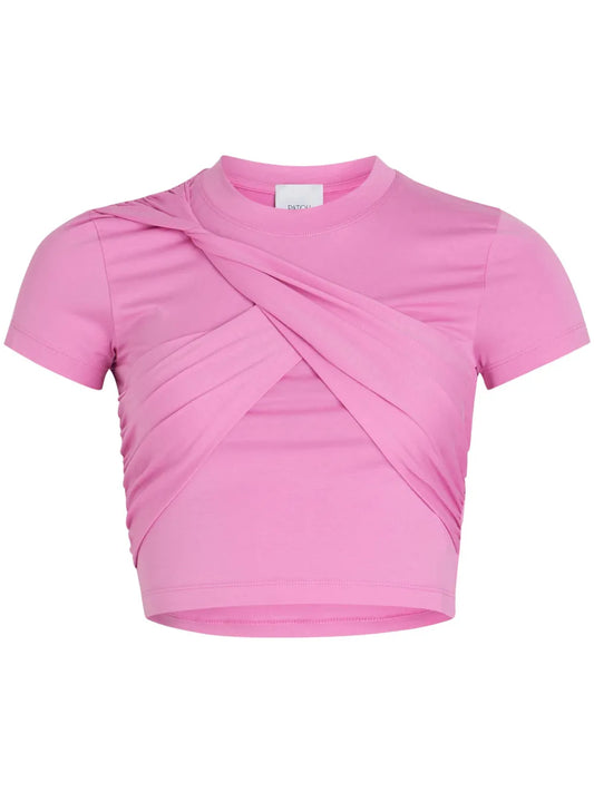Draped Cropped Organic Cotton T-Shirt
