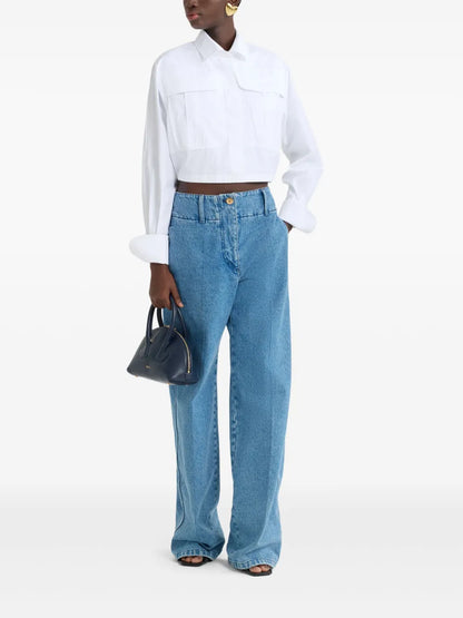 Cropped Poplin Safari Shirt