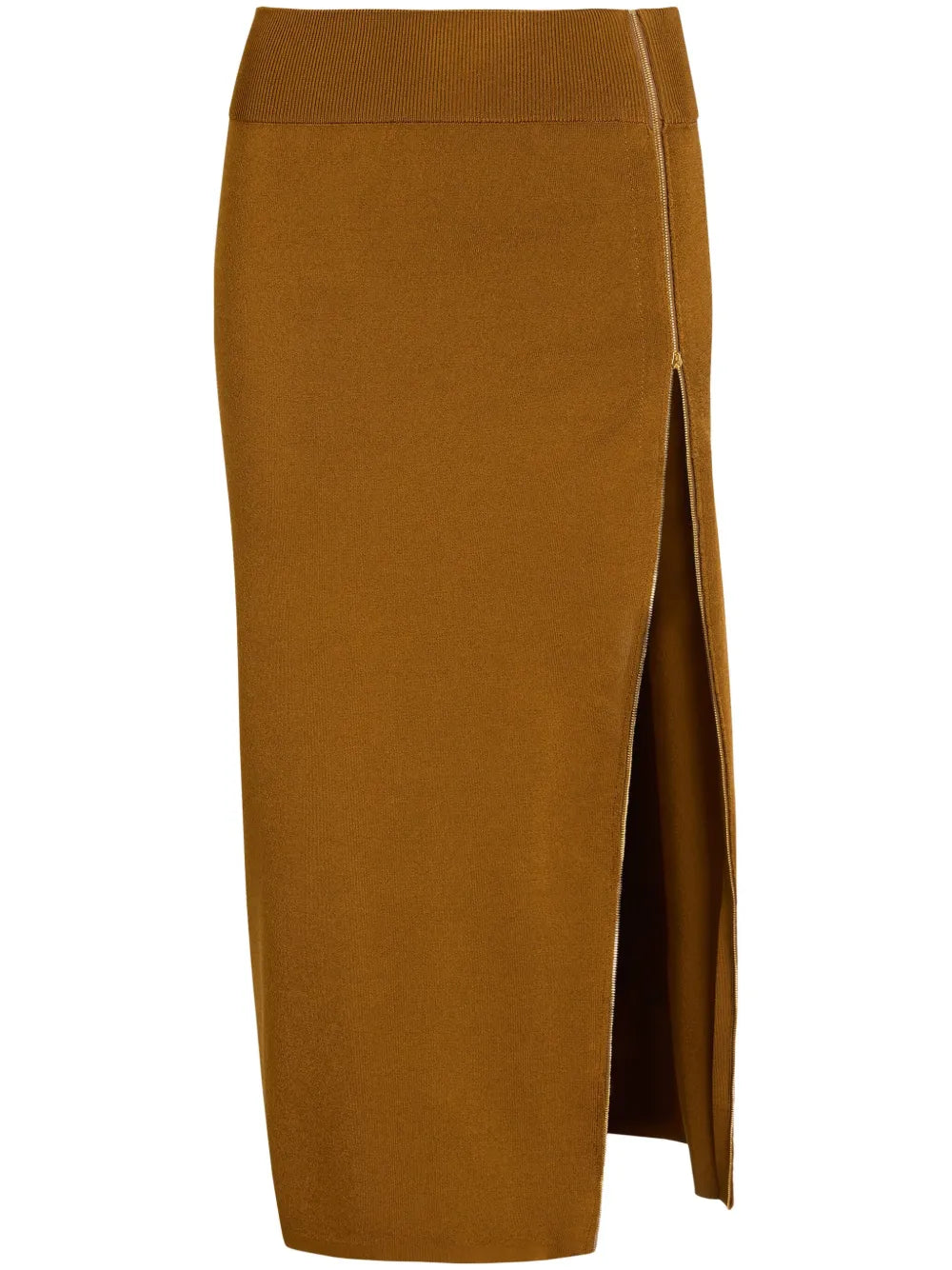 Zip-Decorative Midi Skirt