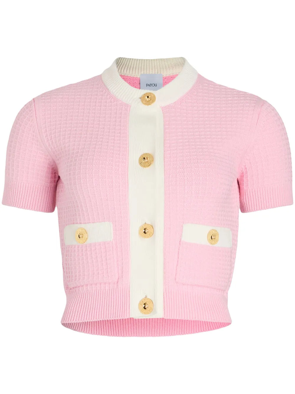 Cropped Waffle-Knit Cardigan