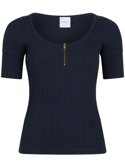 Scoop-Neck Ribbed T-Shirt