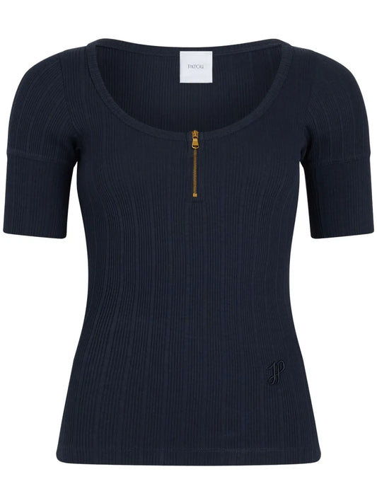 Scoop-Neck Ribbed T-Shirt