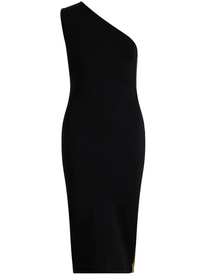 One-Shoulder Knitted Midi Dress