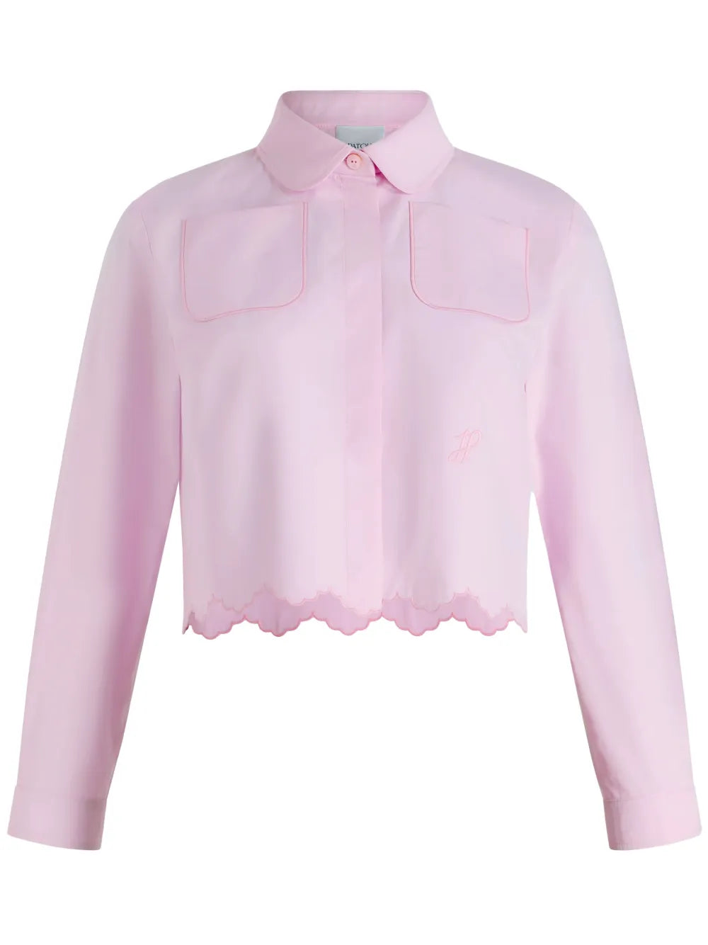 Scallop-Hem Cropped Shirt