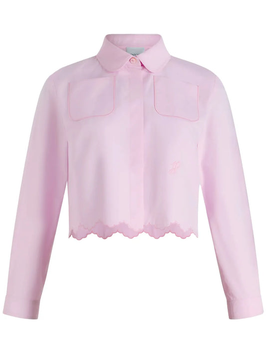 Scallop-Hem Cropped Shirt