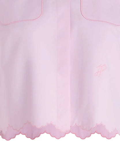 Scallop-Hem Cropped Shirt