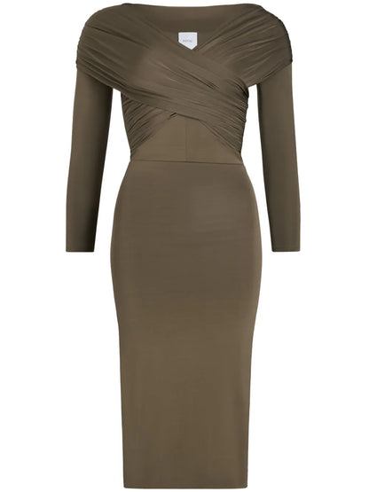 Jersey Wrap Midi Dress