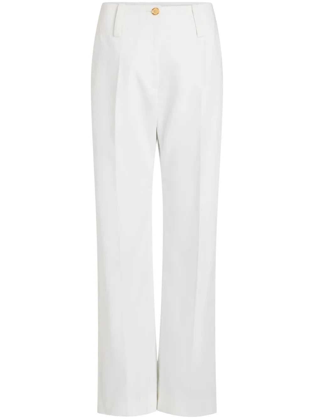 Wide-Waistband Gabardine Trousers