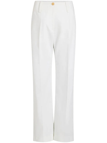 Wide-Waistband Gabardine Trousers