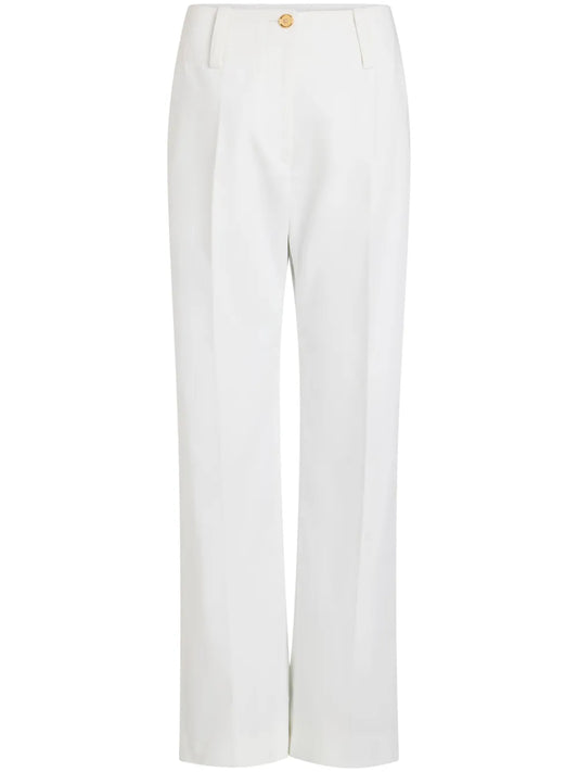 Wide-Waistband Gabardine Trousers
