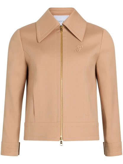 Zip-Up Cropped Twill Jacket