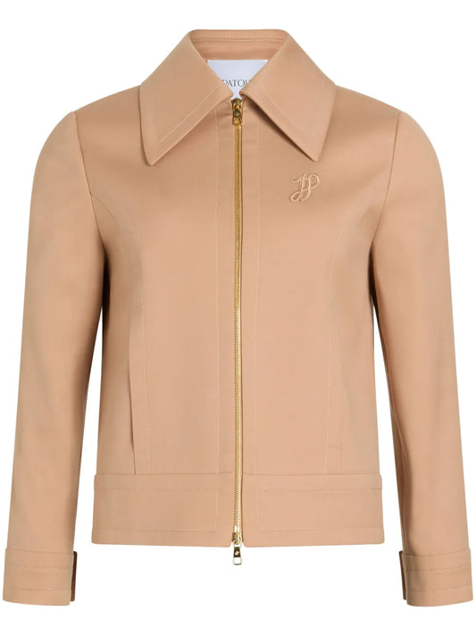 Zip-Up Cropped Twill Jacket