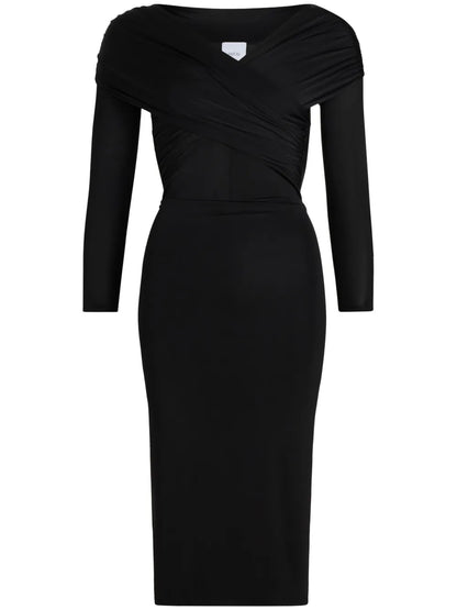 Crossover-Neck Dressbla