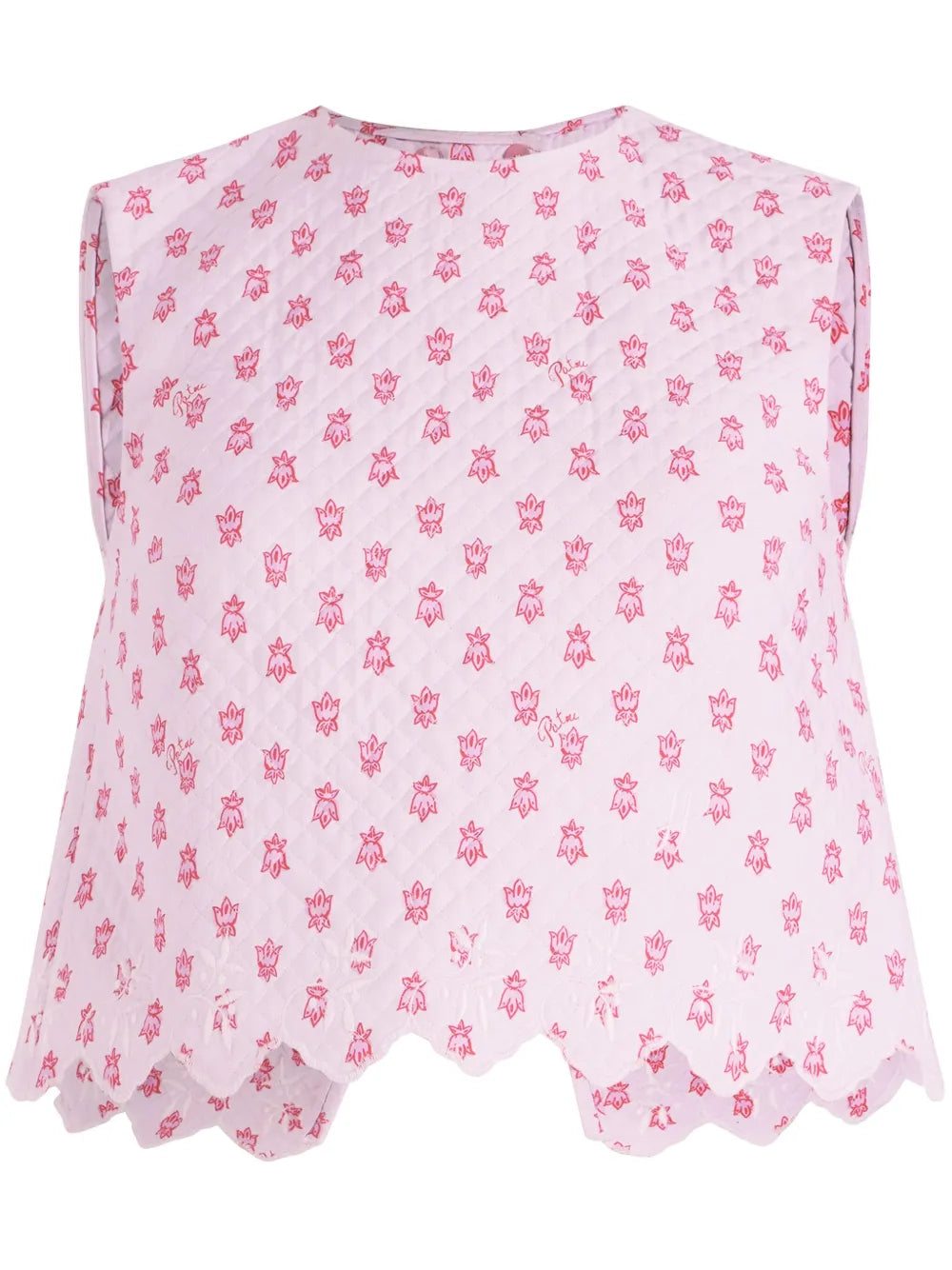 Floral-Print Quilted Crop Top