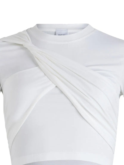 Draped Cropped Organic Cotton T-Shirt
