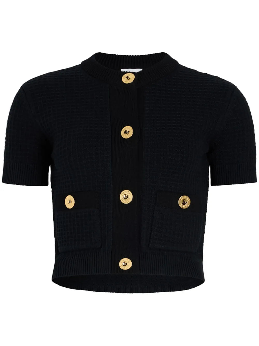 Cropped Waffle-Knit Cardigan