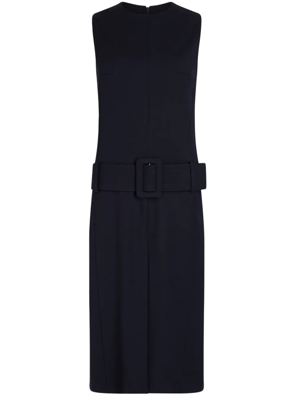 Belted Twill Midi Dress