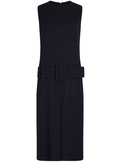 Belted Twill Midi Dress