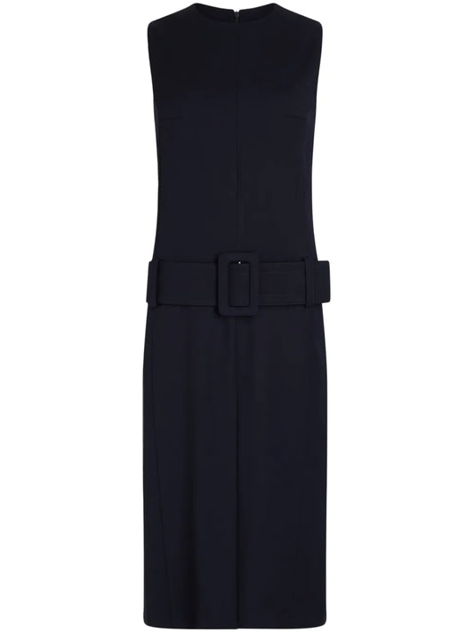 Belted Twill Midi Dress