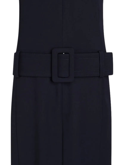 Belted Twill Midi Dress
