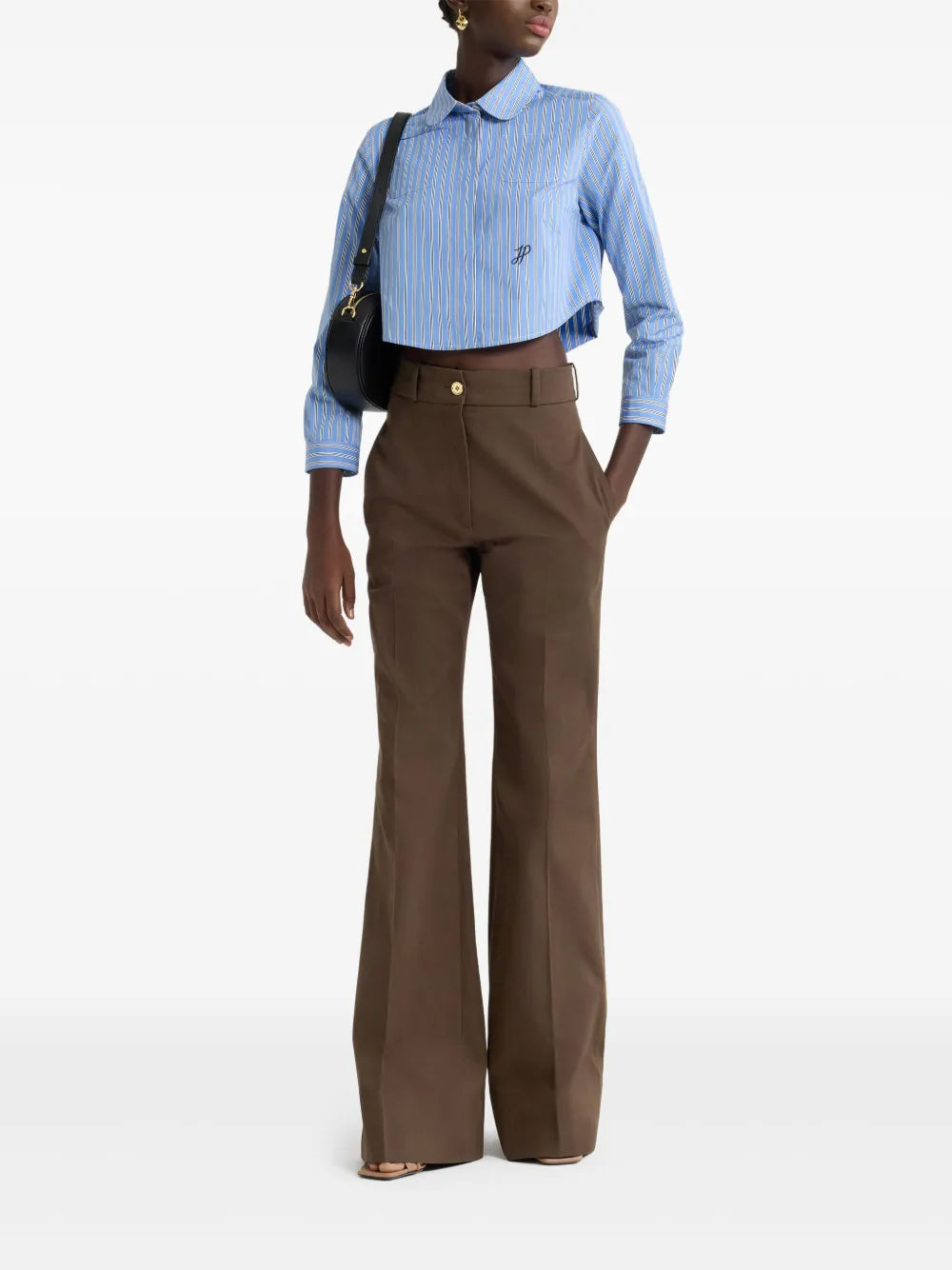 Cropped Printed Poplin Shirt