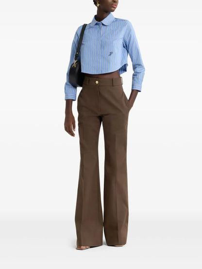 Cropped Printed Poplin Shirt