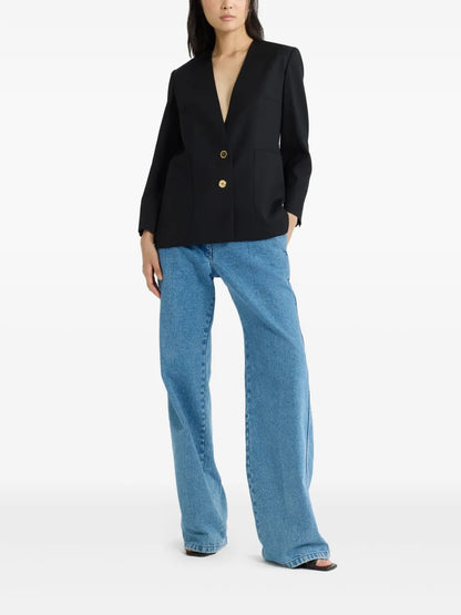 Collarless Twill Jacket