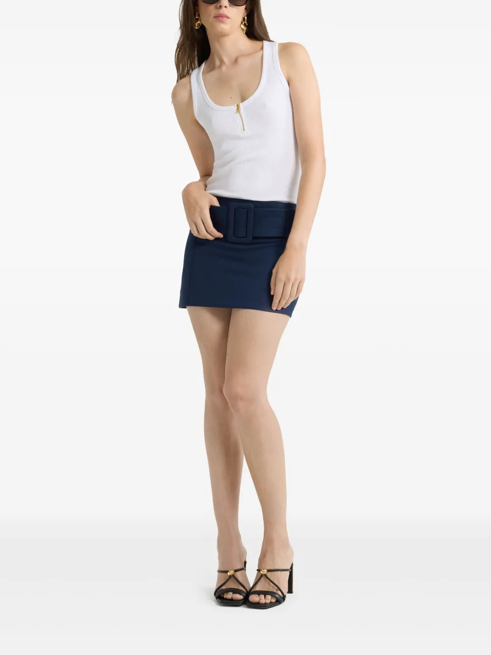 Belted Organic-Cotton Mini Skirt