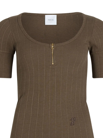 Scoop-Neck Ribbed T-Shirt