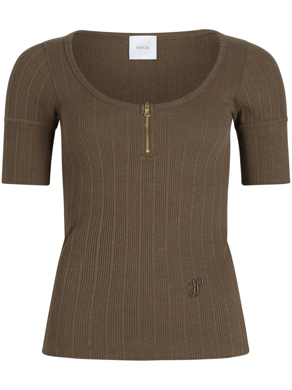 Scoop-Neck Ribbed T-Shirt