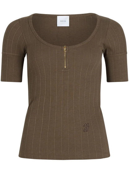 Scoop-Neck Ribbed T-Shirt