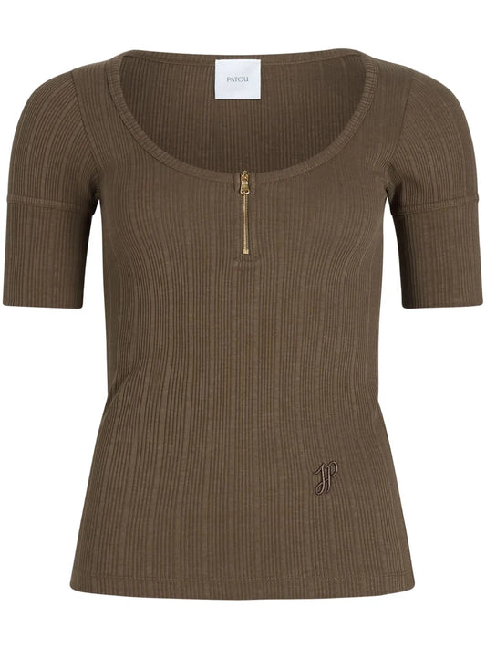 Scoop-Neck Ribbed T-Shirt