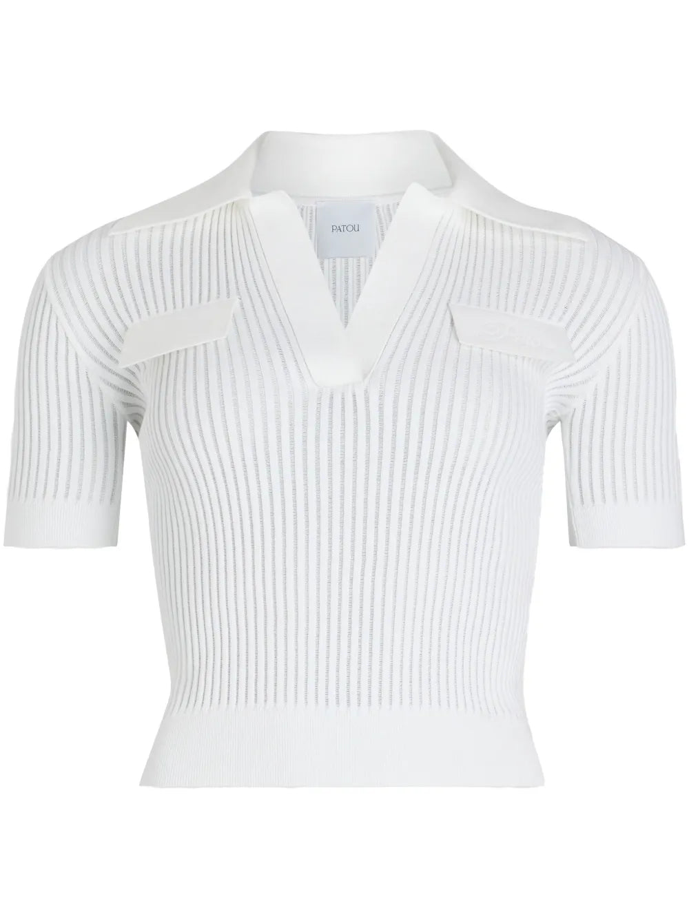 Ribbed Knit Polo Top