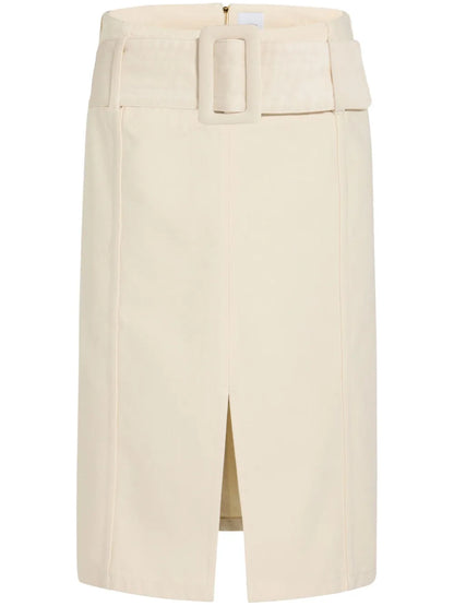 Belted Denim Midi Skirt