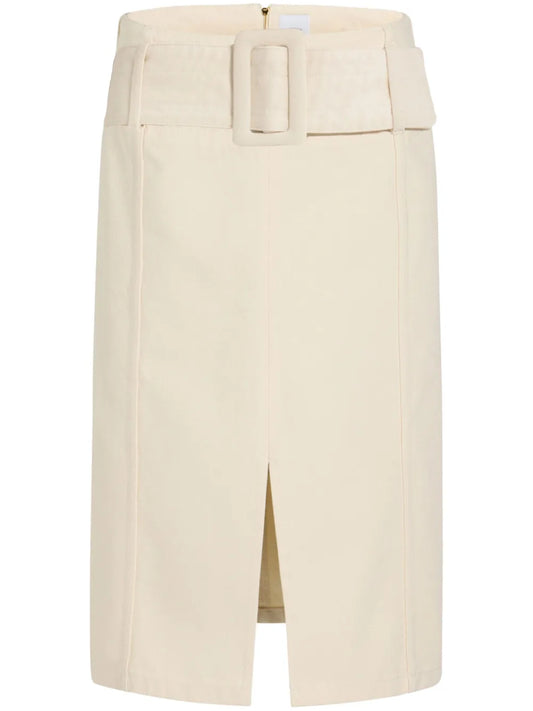 Belted Denim Midi Skirt