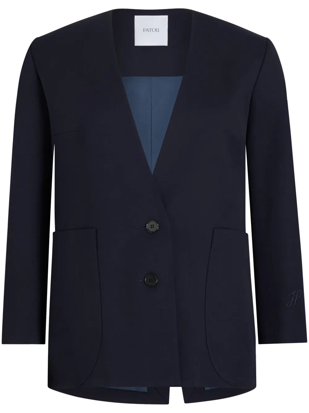 Collarless Twill Jacket