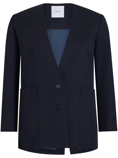 Collarless Twill Jacket