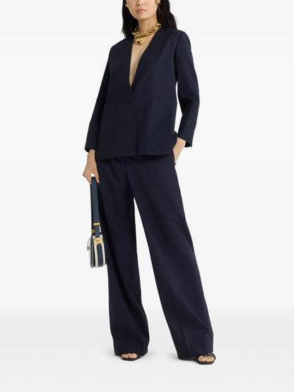 Collarless Twill Jacket