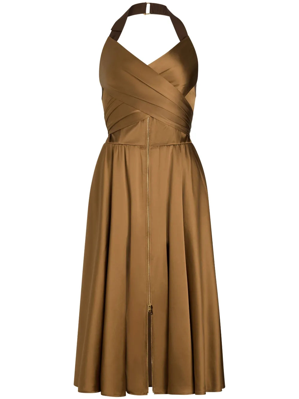 Halterneck Satin Midi Dress