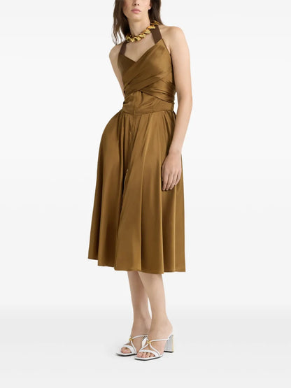 Halterneck Satin Midi Dress