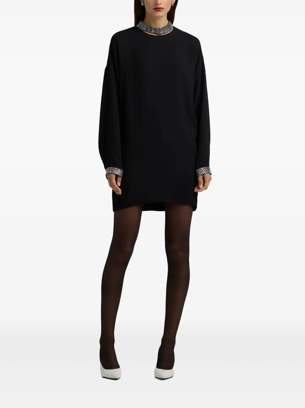 Embellished Satin Mini Dress