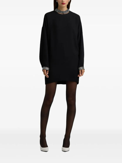 Embellished Satin Mini Dress