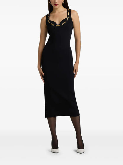Eyelet-Detail Midi Dress