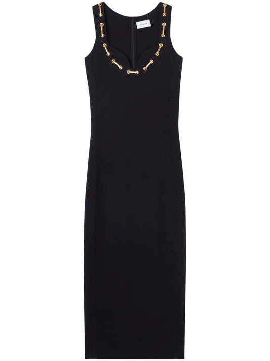 Eyelet-Detail Midi Dress