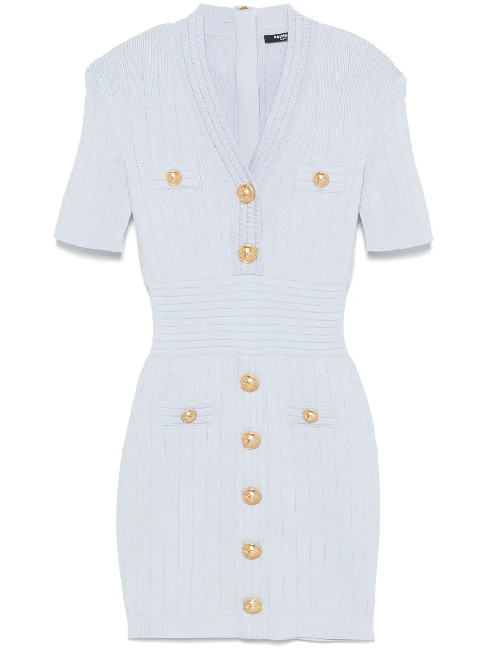 Button-Detail Knitted Mini Dress
